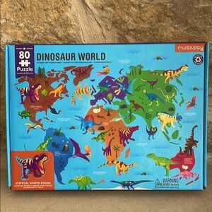 Mudpuppy Dinosaur World 80 piece puzzle 15 dinosaur shaped pieces